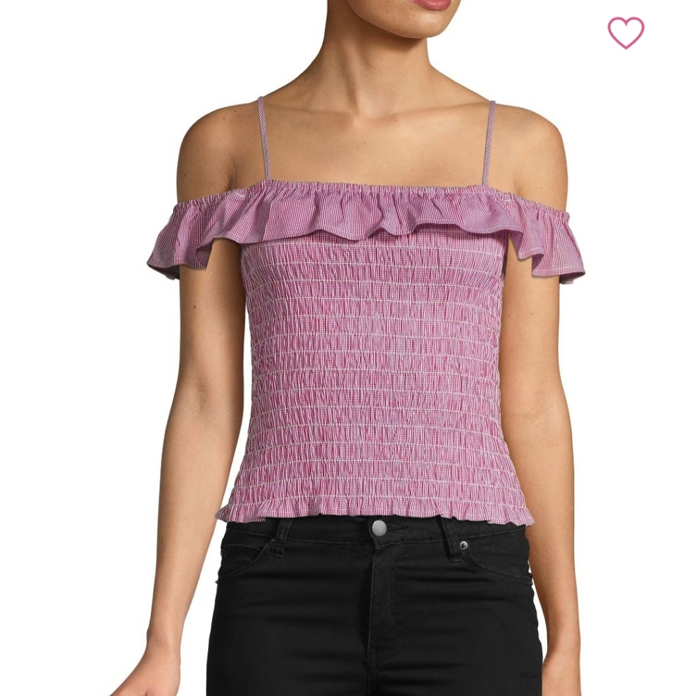 BB Dakota Smocked Ruffled Cotton Crop Top Size L